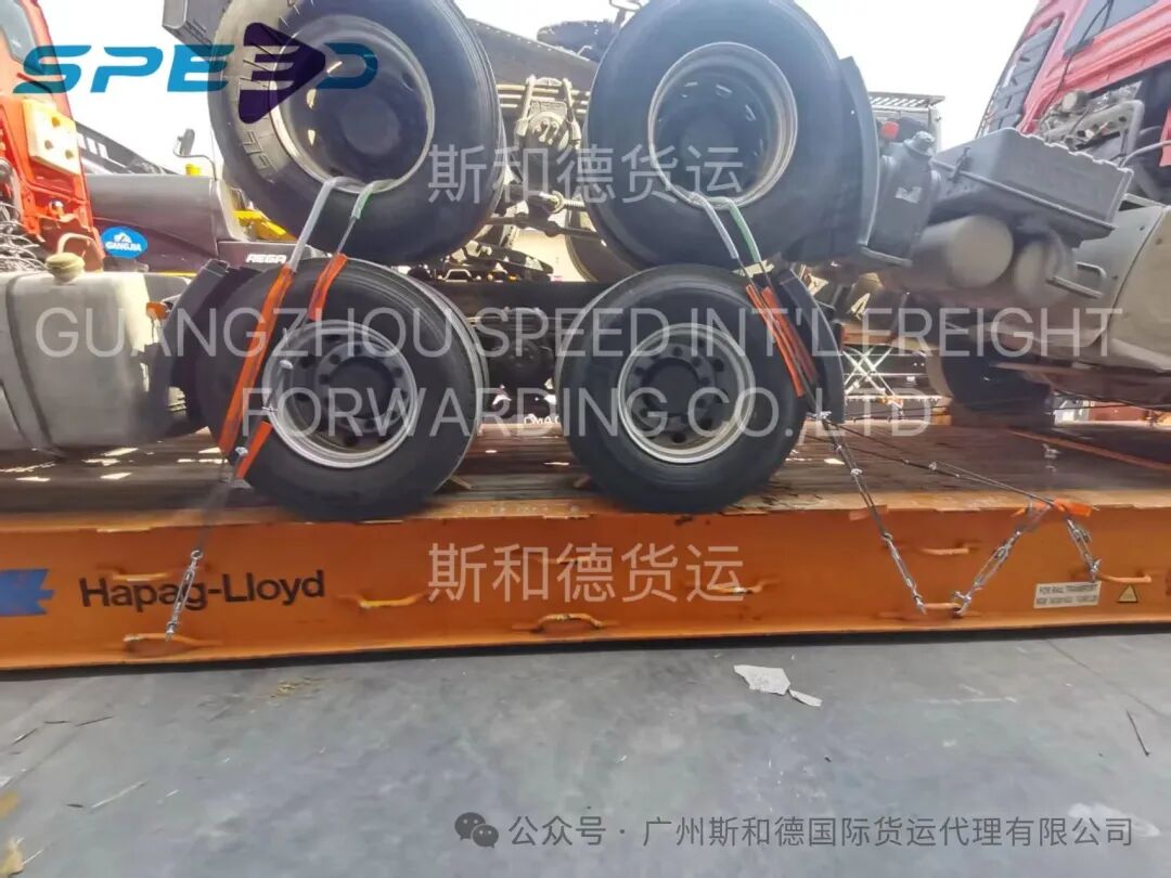 Professional lashing and securing on truck wheels